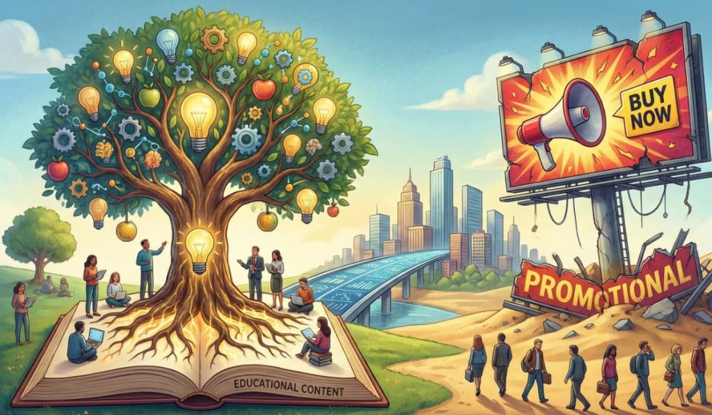 Educational vs promotional content online